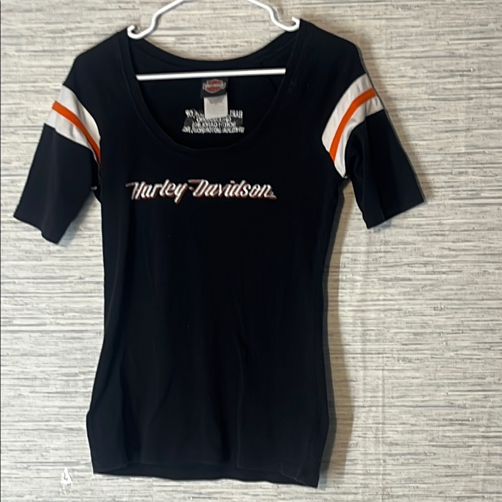 Harley-Davidson Black w/ Orange & White Stripes – Greensboro, NC – Size L (796)